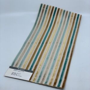 Kravet Skipton Peacock Fabric Sample Velvet Stripe Teal Gold Brown Beige Remnant